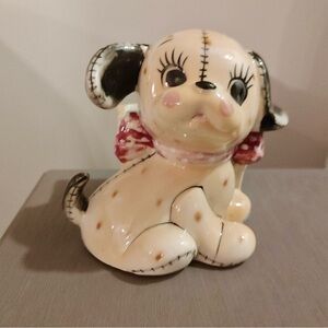 ⭐️Vintage Planter Ceramic Stuffed and Stitched Toy Puppy Dog Figurine Japan